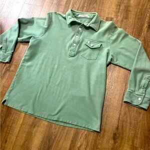 Criquet Polo Shirt Mens L Green Pima Cotton Pocket Logo |Great Color / Condition